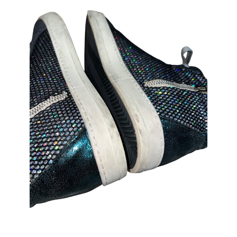 P448 John‎ High Top Sneakers Glitter Sparkle Side Zip Women Skater Streetwear 42 - Picture 6 of 10